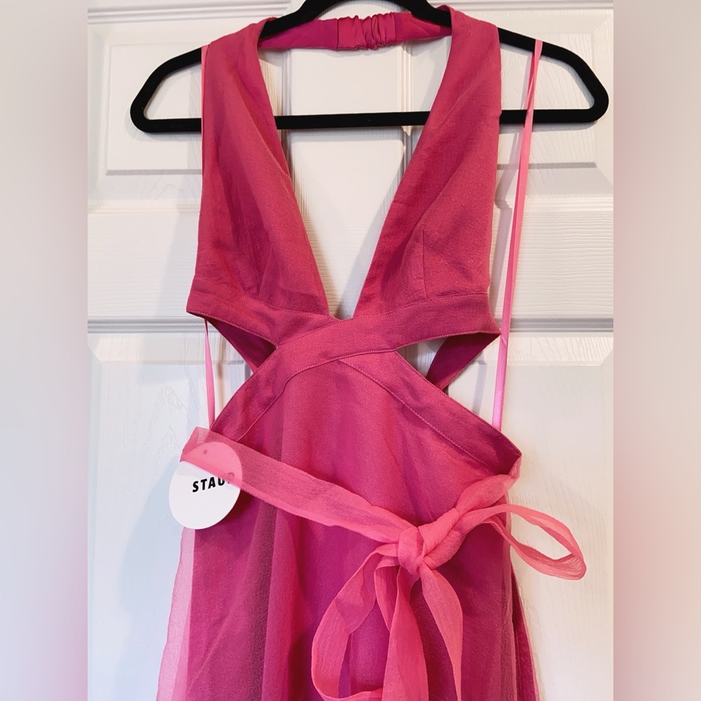 NWT Staud Steel Cutout Halter Maxi Dress Blush Pink Size 4 - Picture 5 of 8